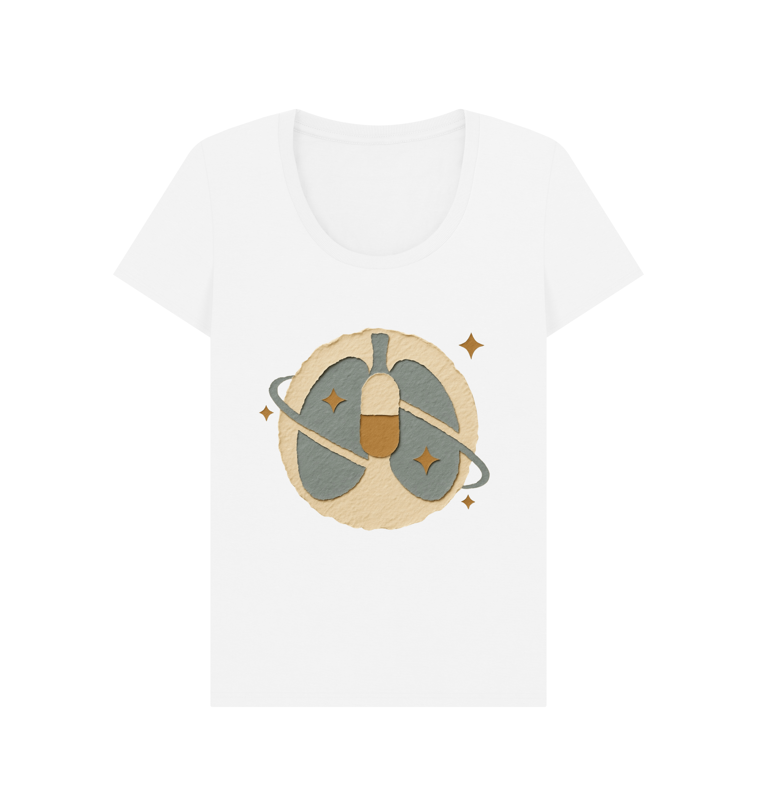 White Printed T-shirt Front