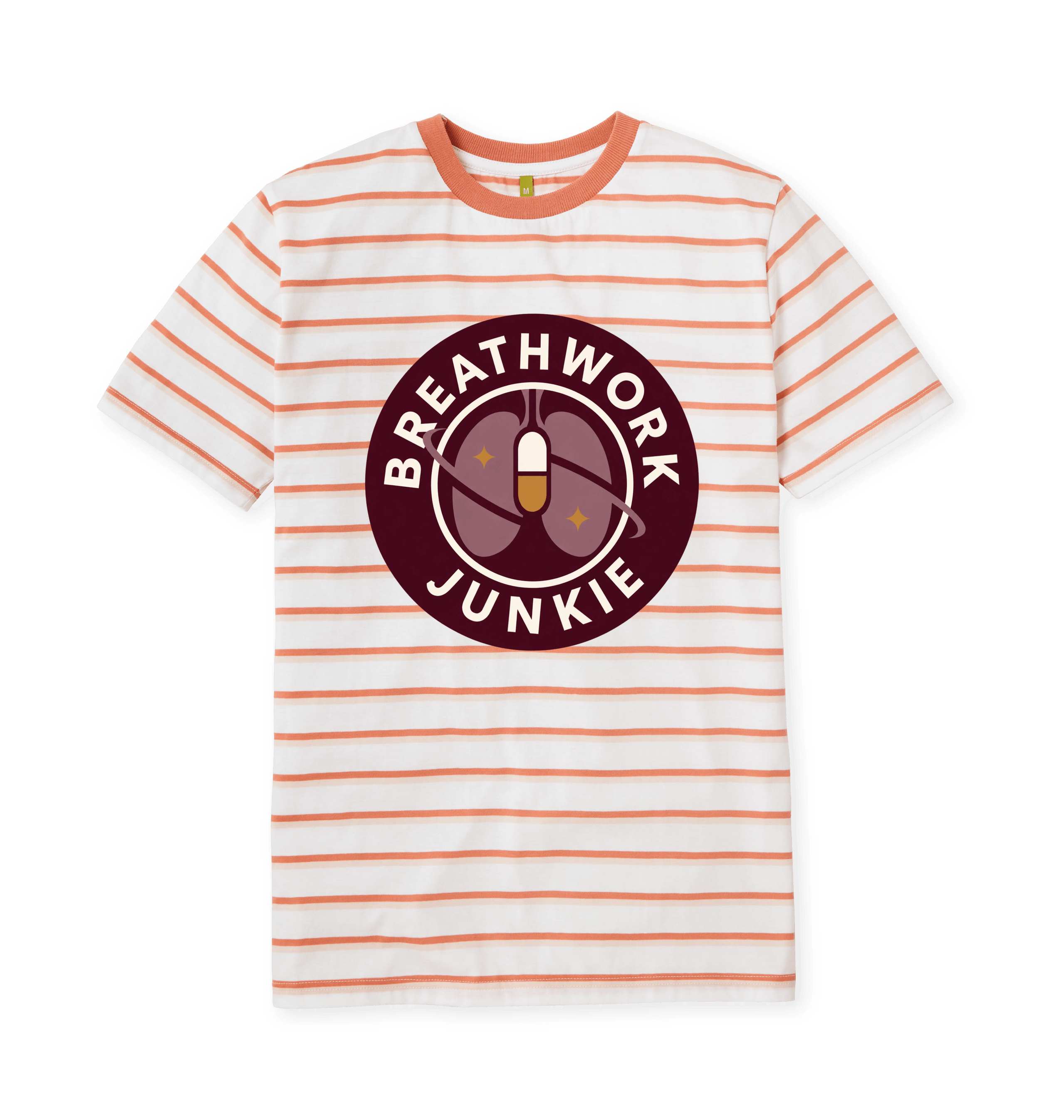 Coral Stripes Printed Premium T-Shirt Front