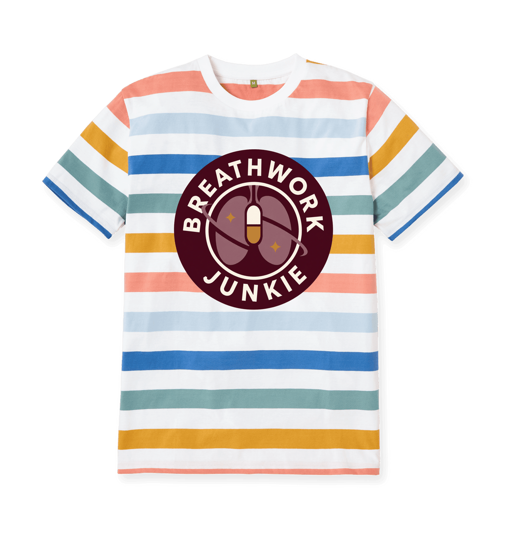 Multicolour Stripes Printed Premium T-Shirt Front