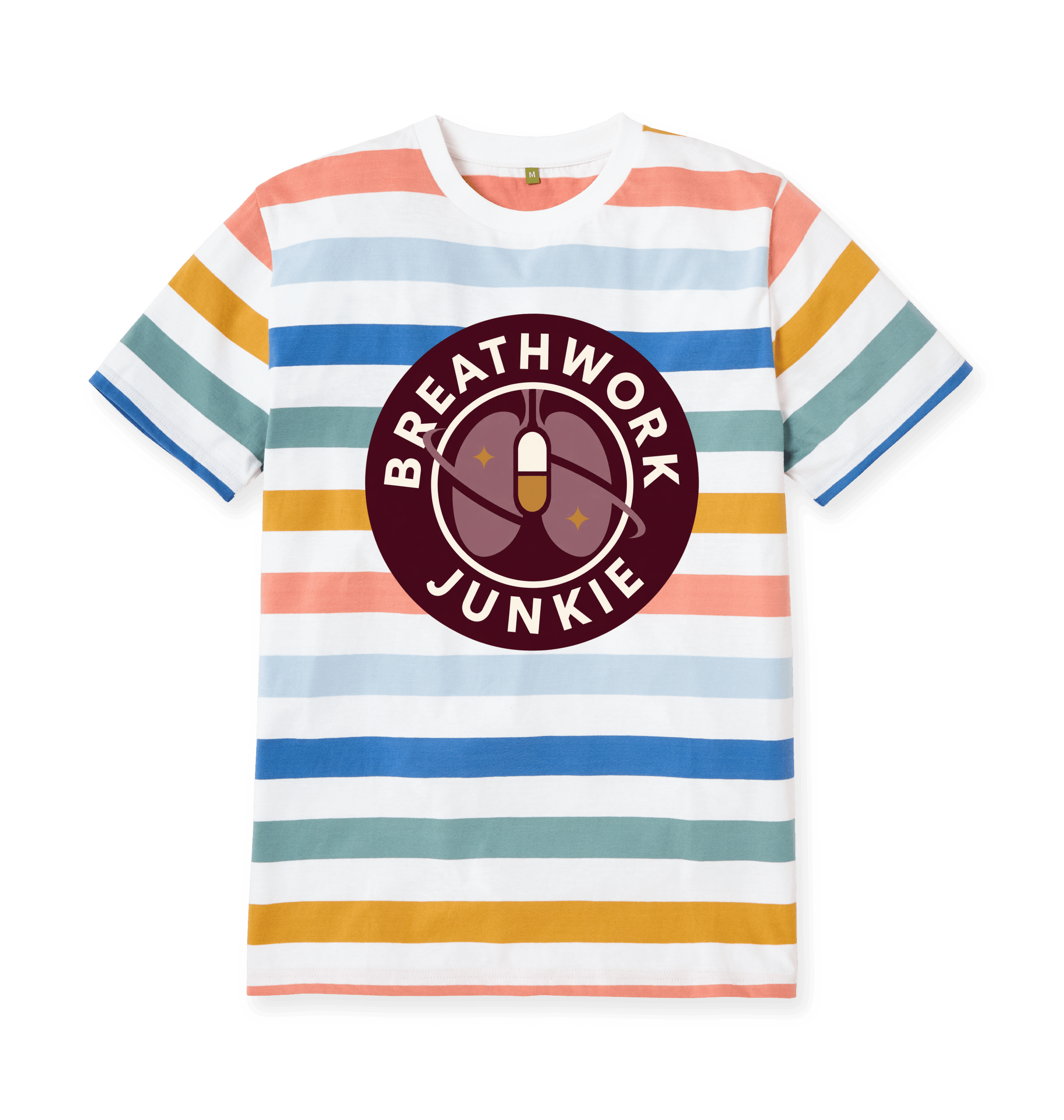 Multicolour Stripes Printed Premium T-Shirt Front