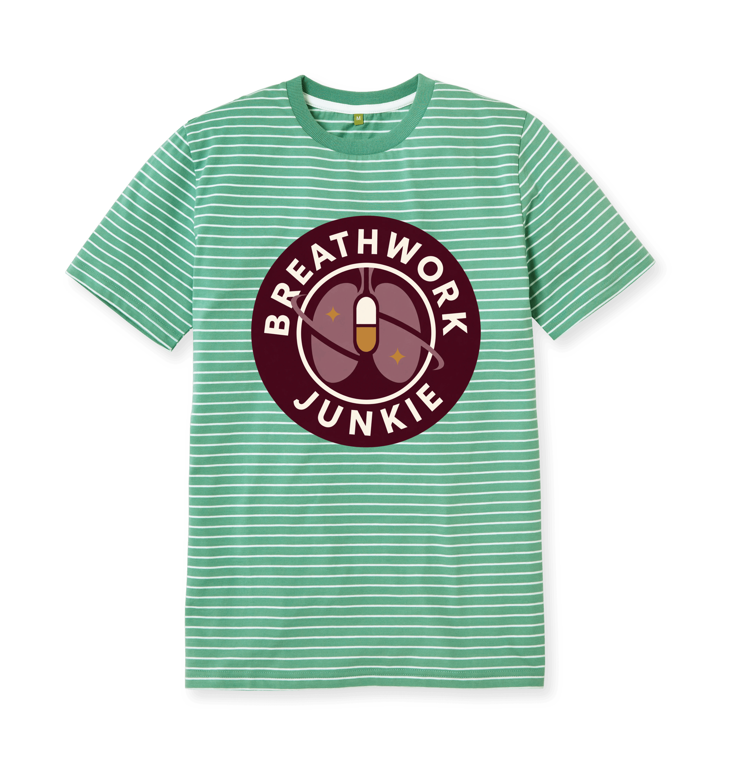 Green Stripes Printed Premium T-Shirt Front