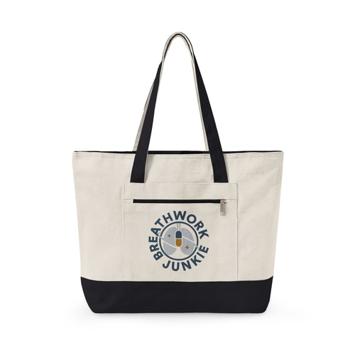Breathwork Junkie Canvas Tote — Zippered Tote Bag