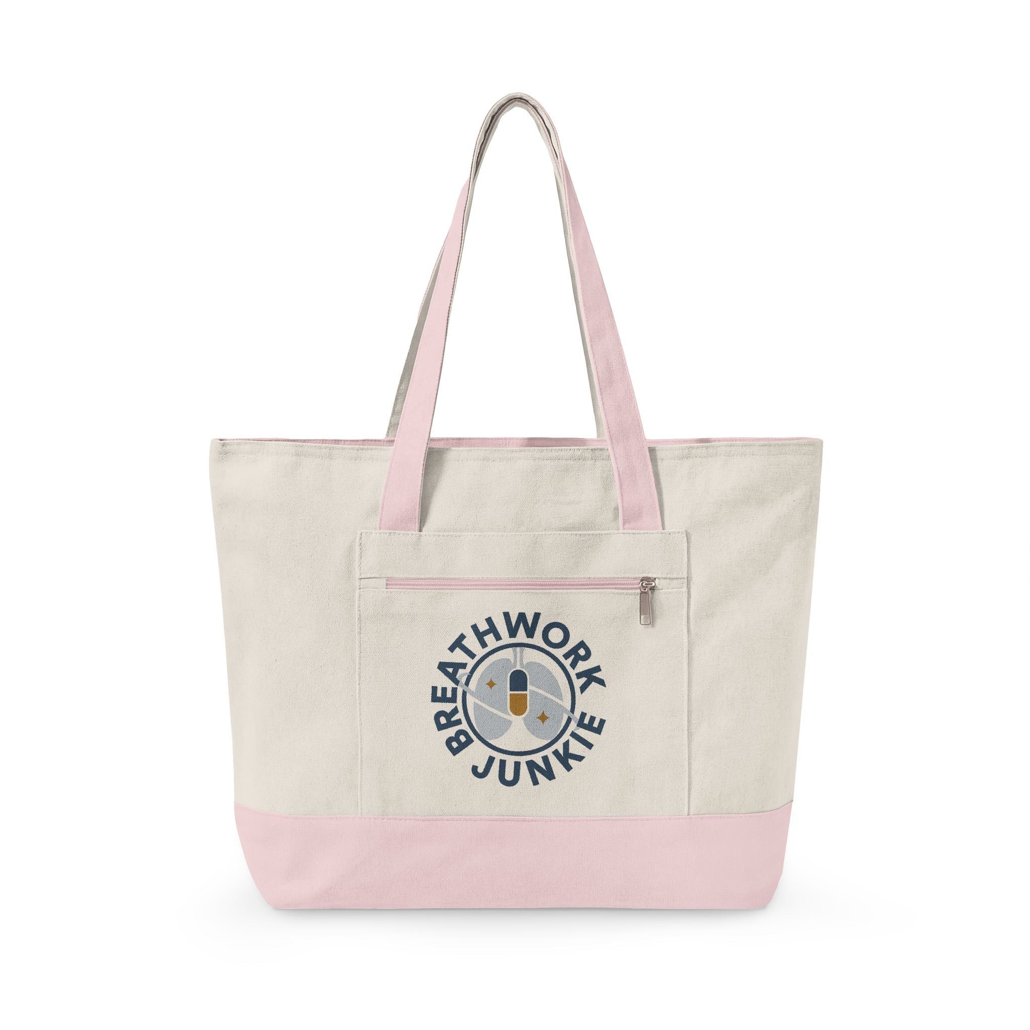 Breathwork Junkie Canvas Tote — Zippered Tote Bag