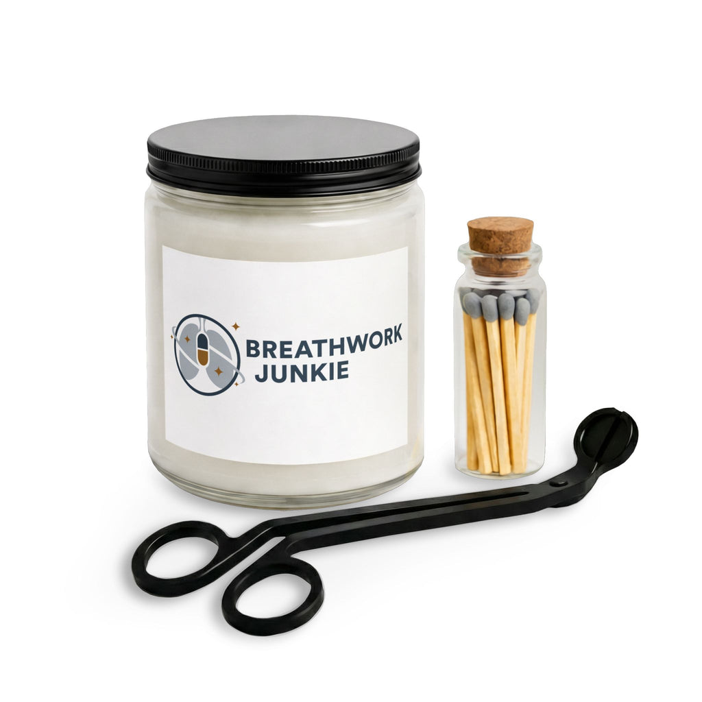 Breathwork Junkie Candle Set — Aromatherapy Soy Candle with Matches & Wick Trimmer