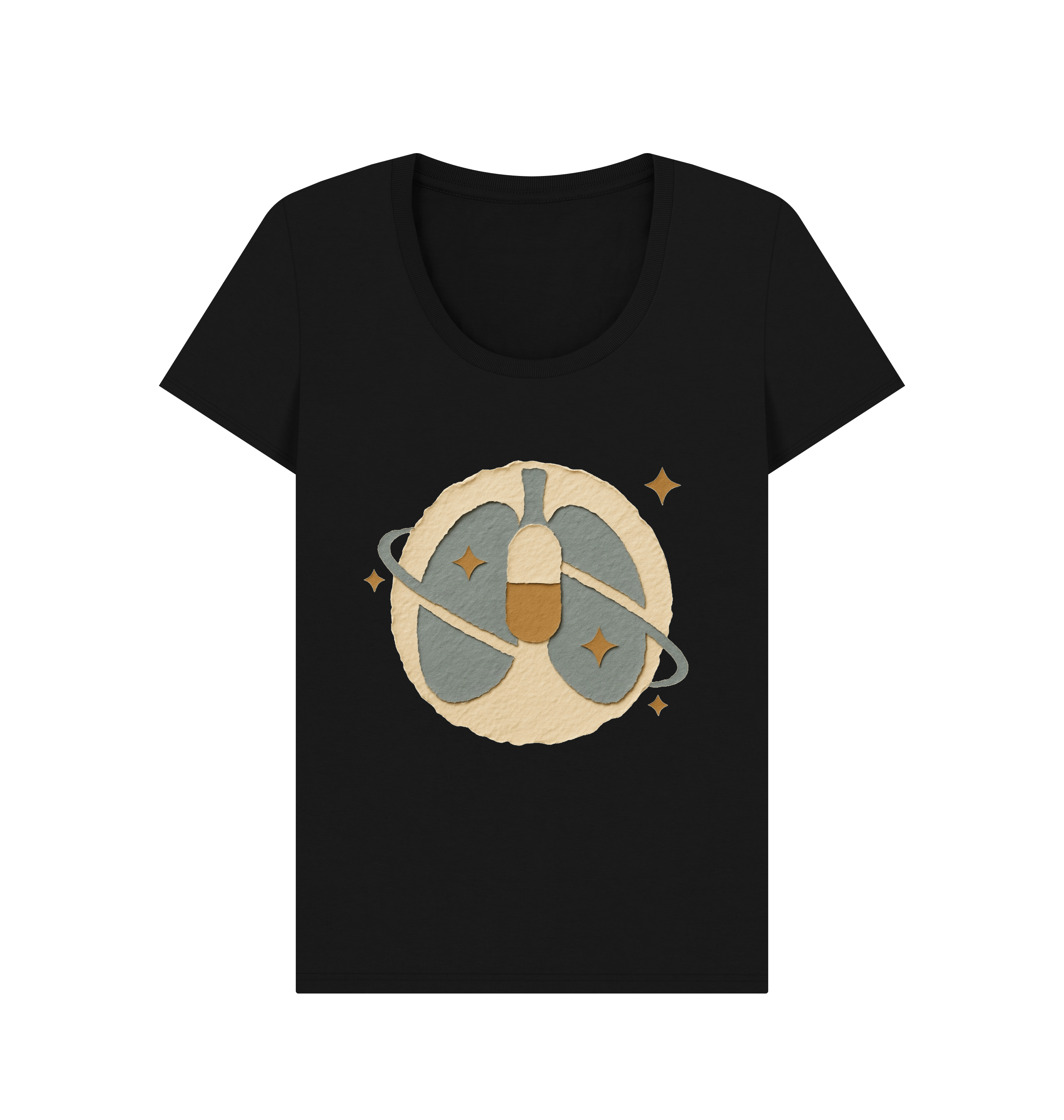 Black Printed T-shirt Front