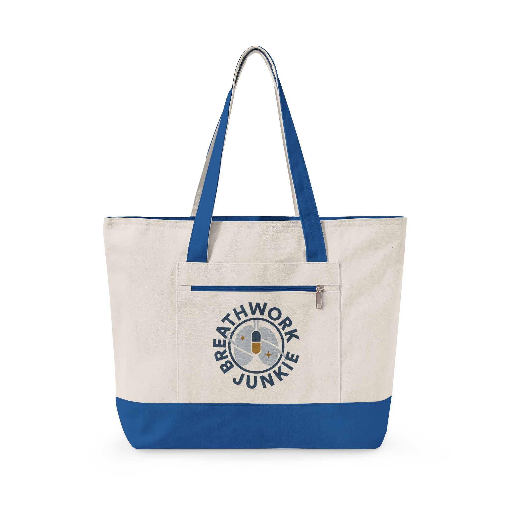Breathwork Junkie Canvas Tote — Zippered Tote Bag