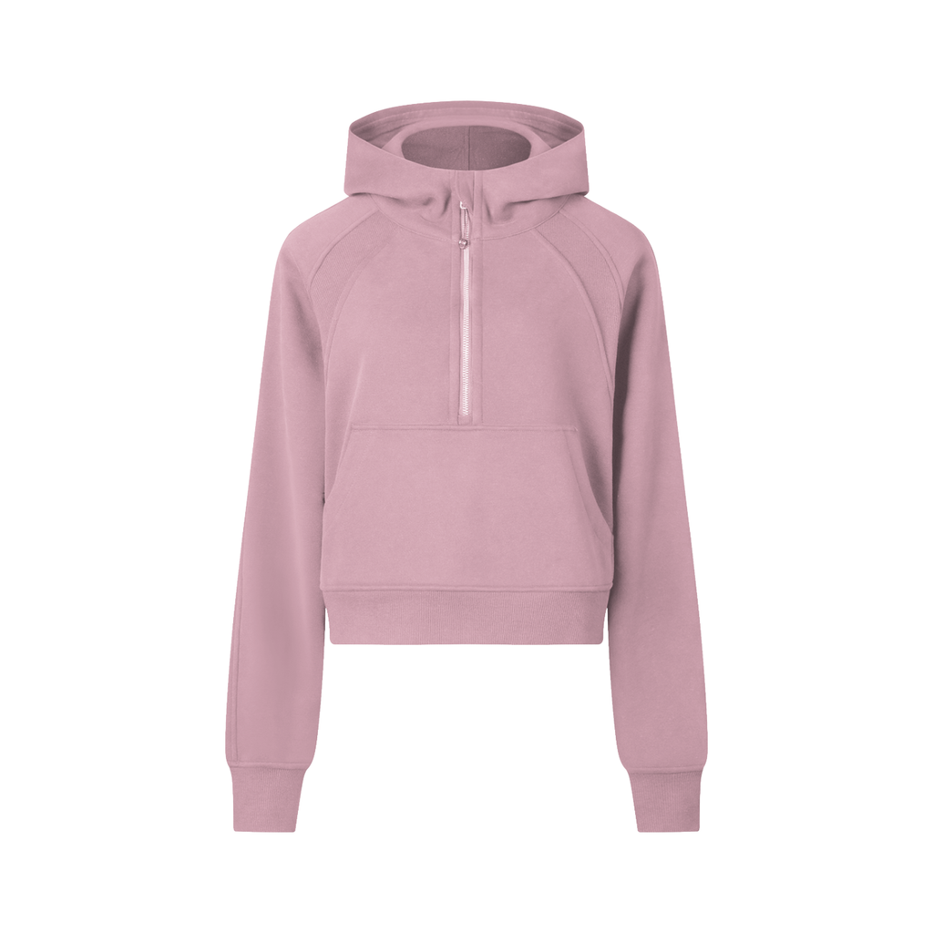 Logo Cropped Half-Zip Hoodie