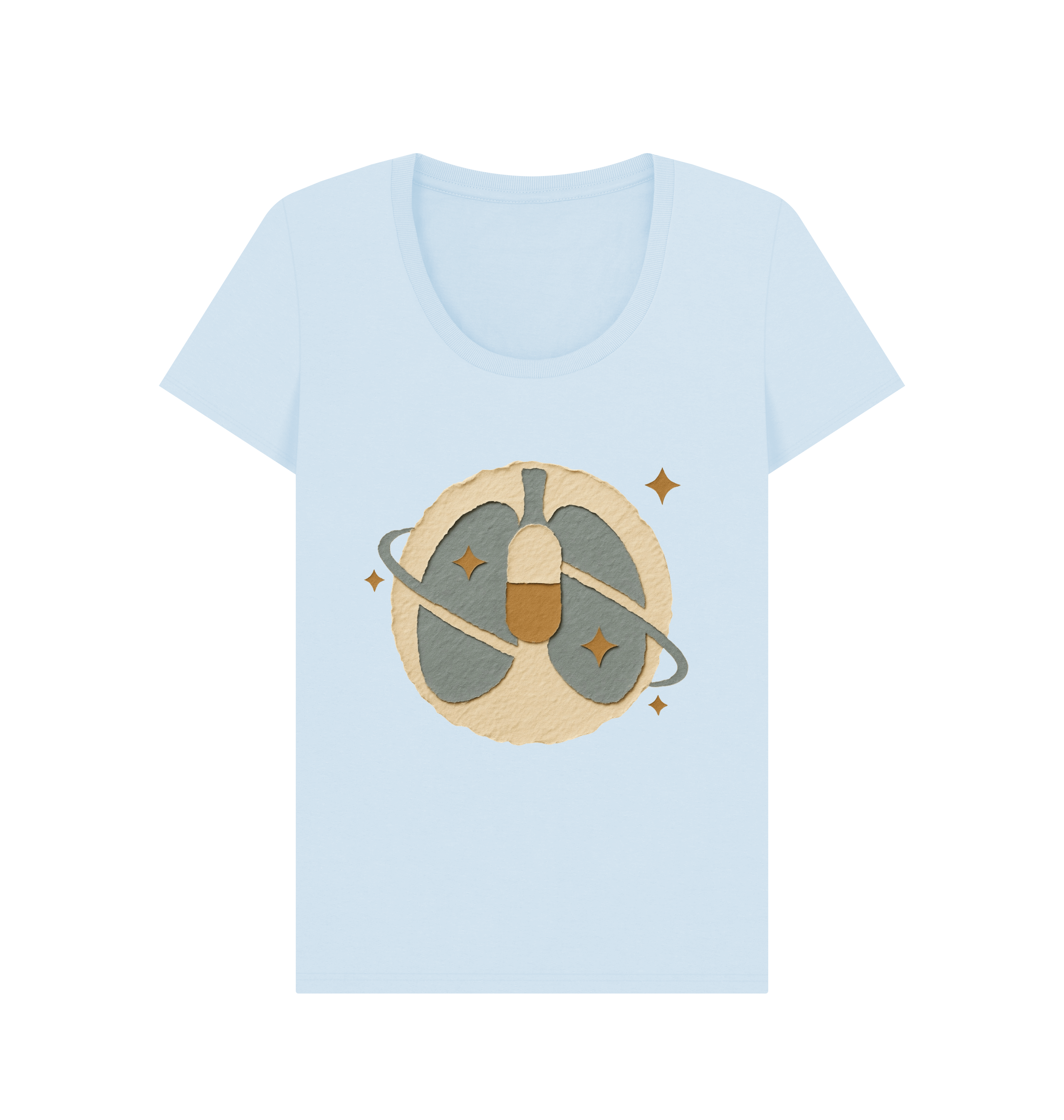 Sky Blue Printed T-shirt Front