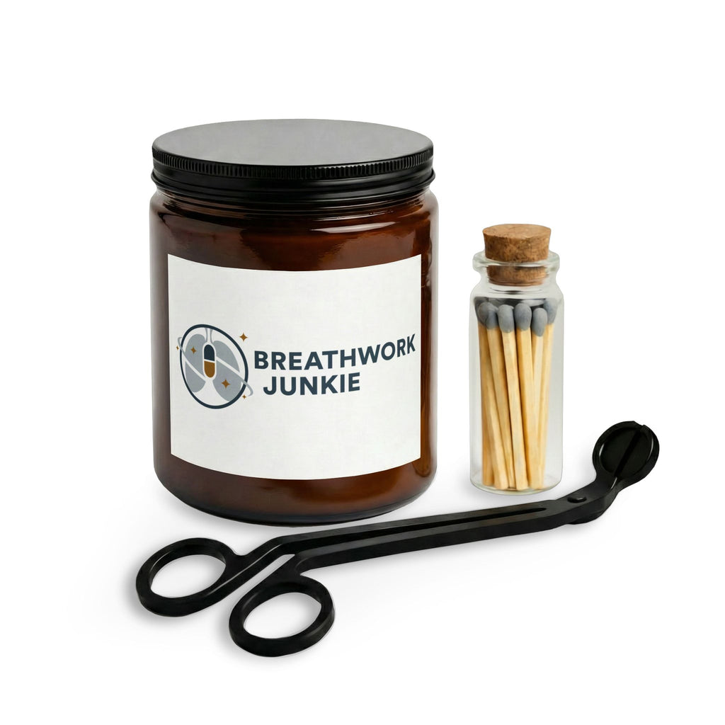 Breathwork Junkie Candle Set — Aromatherapy Soy Candle with Matches & Wick Trimmer