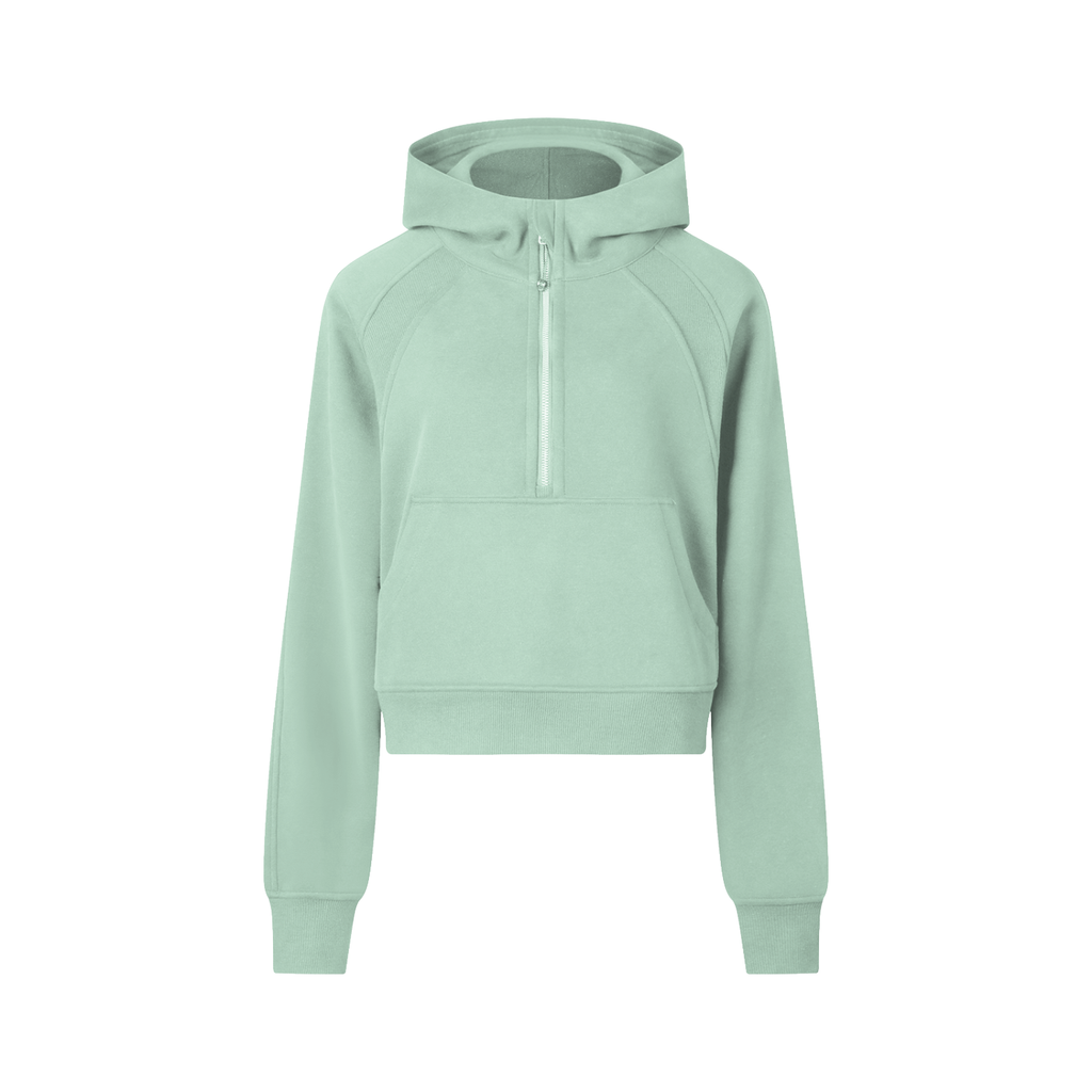 Logo Cropped Half-Zip Hoodie