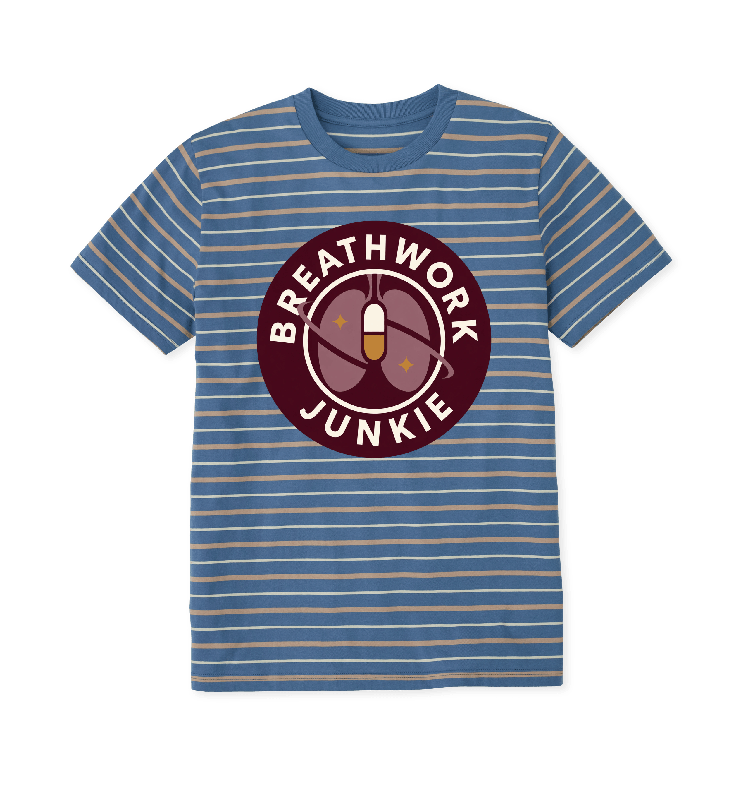 Taupe & Solent Stripes Printed Premium T-Shirt Front