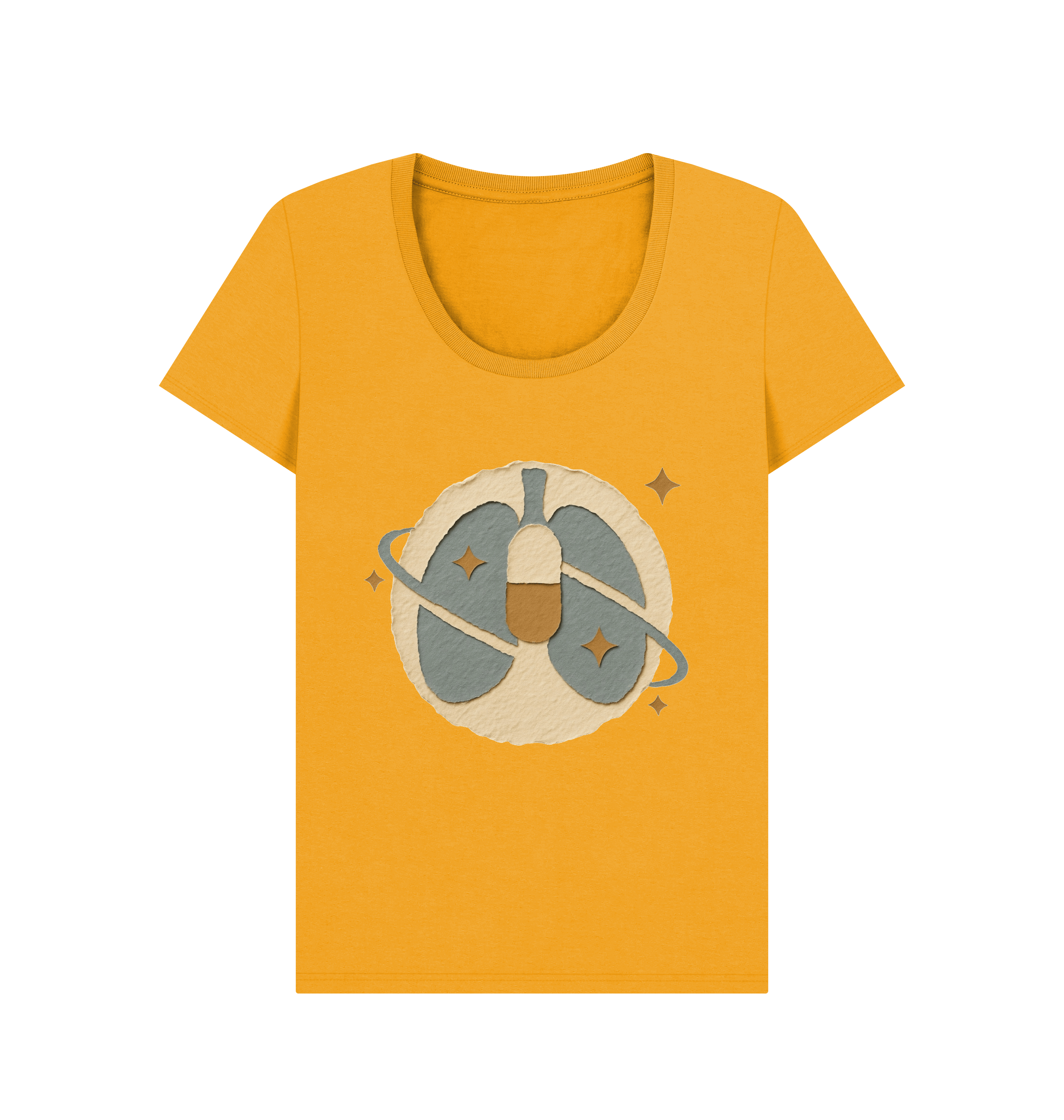 Mustard Printed T-shirt Front