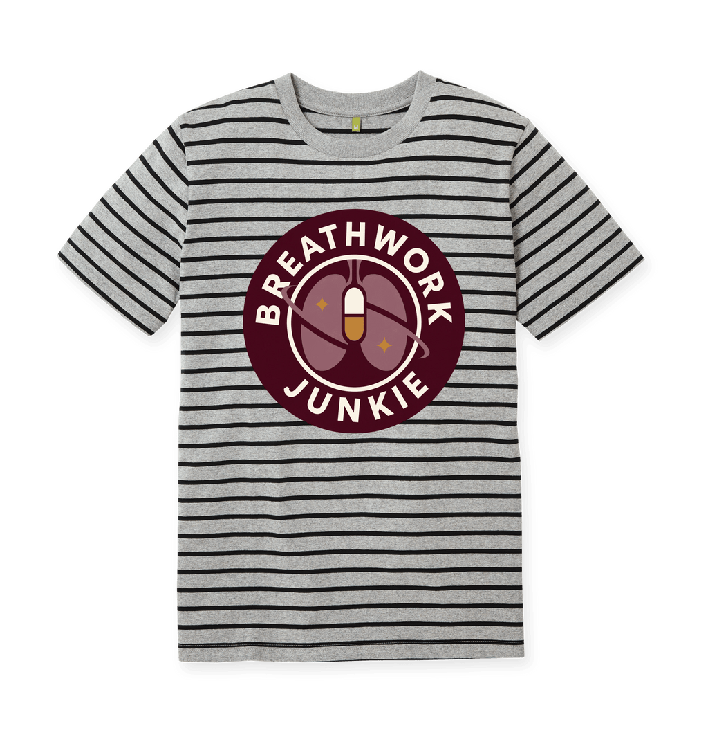 Grey & Black Stripe Printed Premium T-Shirt Front