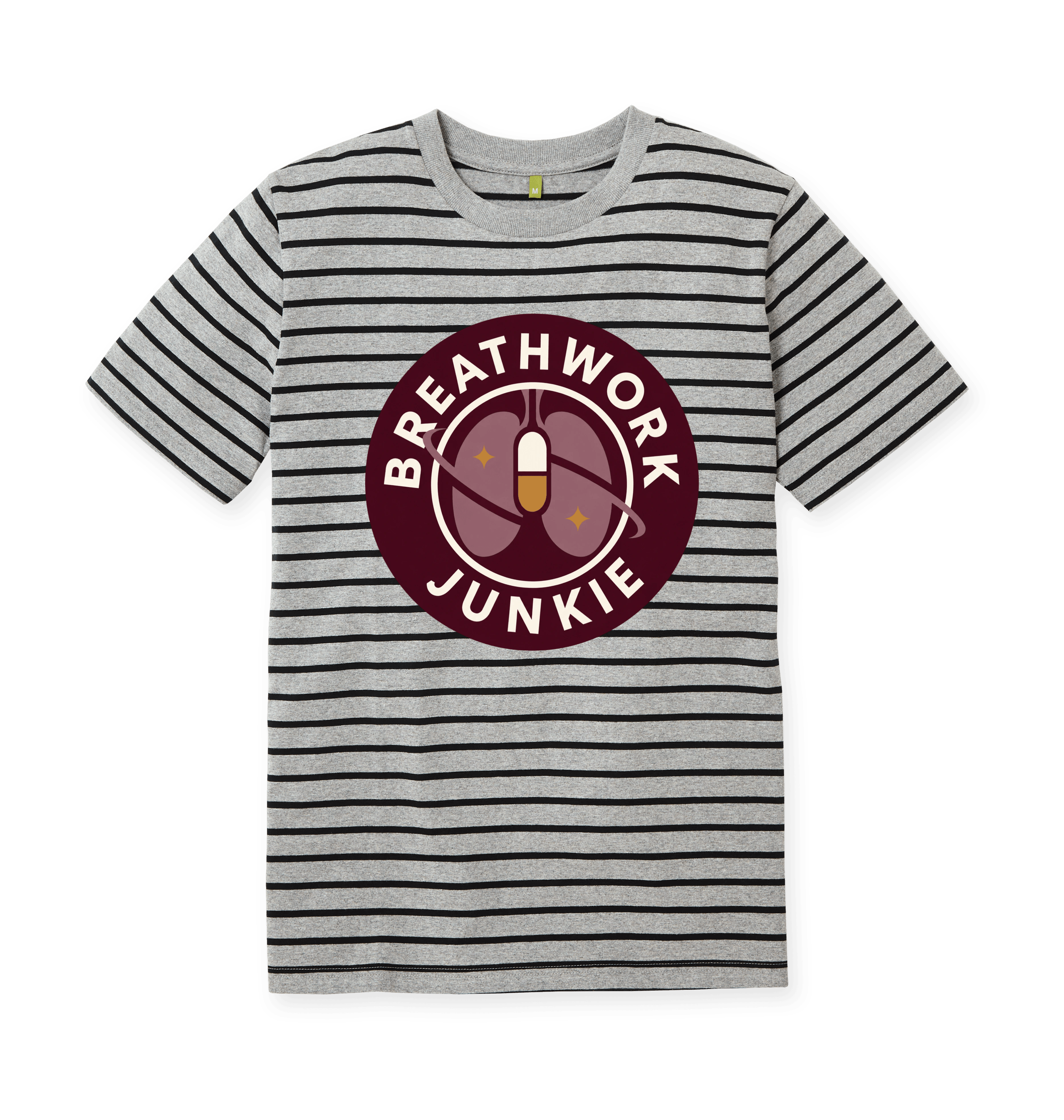 Grey & Black Stripe Printed Premium T-Shirt Front