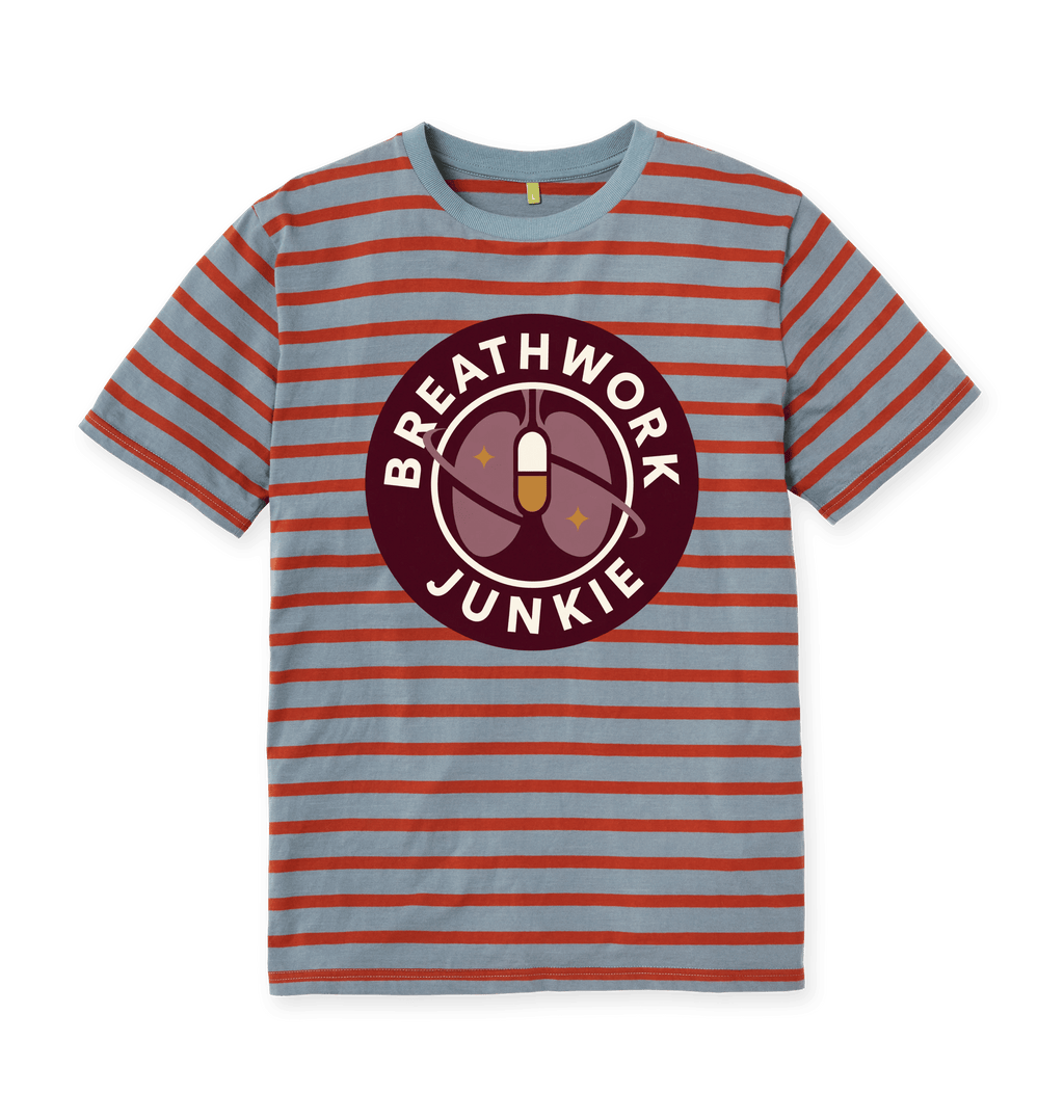 Stone Blue & Rust Stripe Printed Premium T-Shirt Front