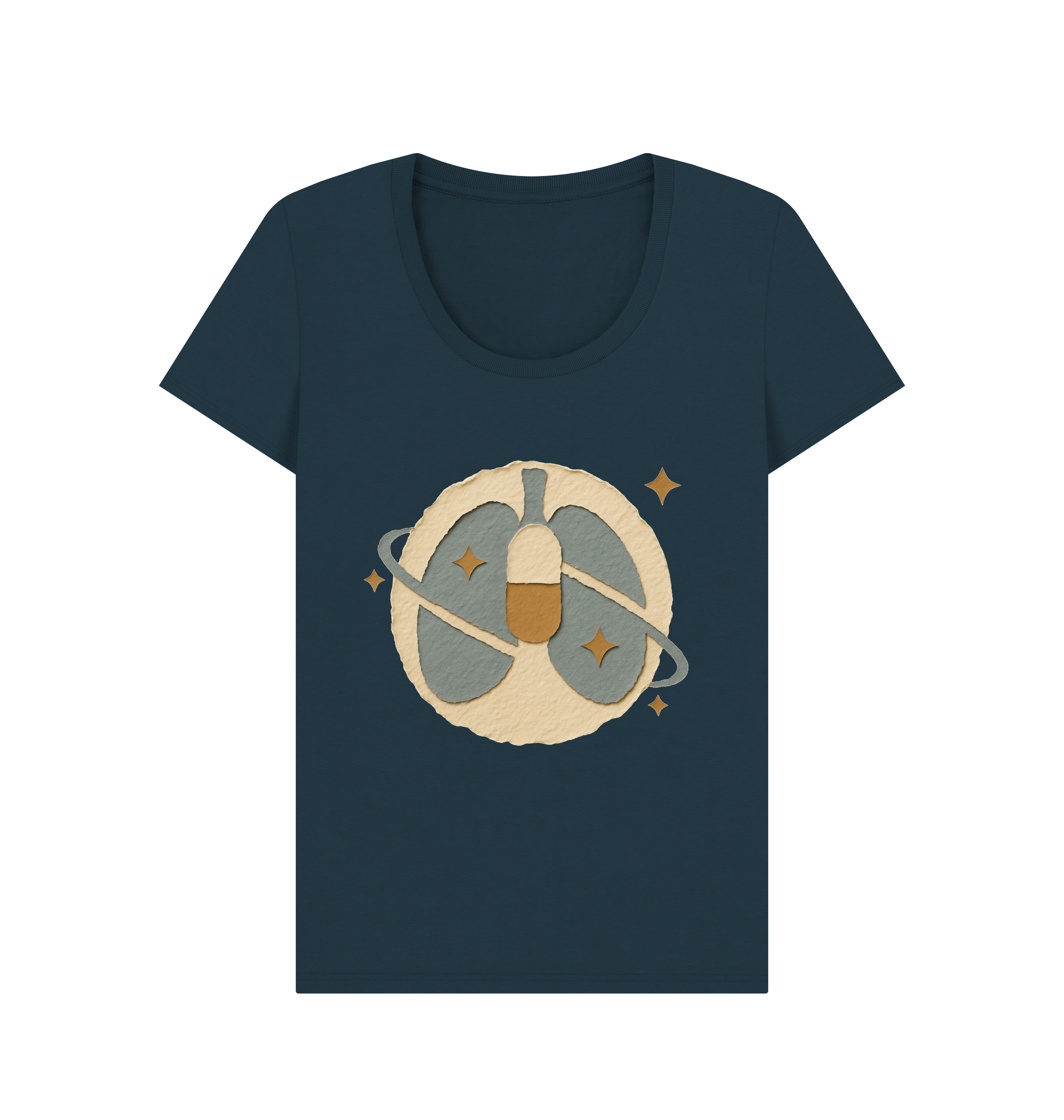 Denim Blue Printed T-shirt Front