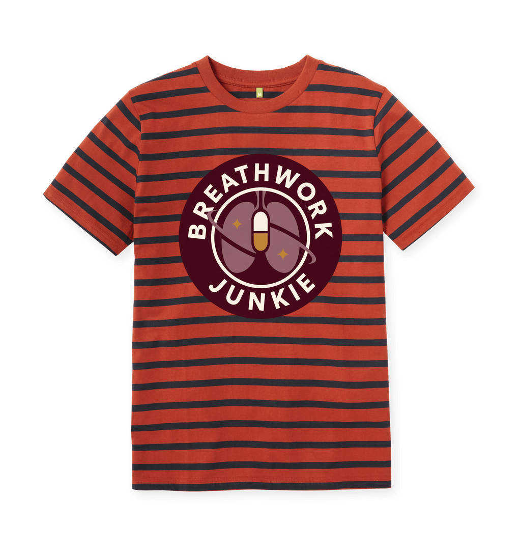 Rust & Navy Stripe Printed Premium T-Shirt Front