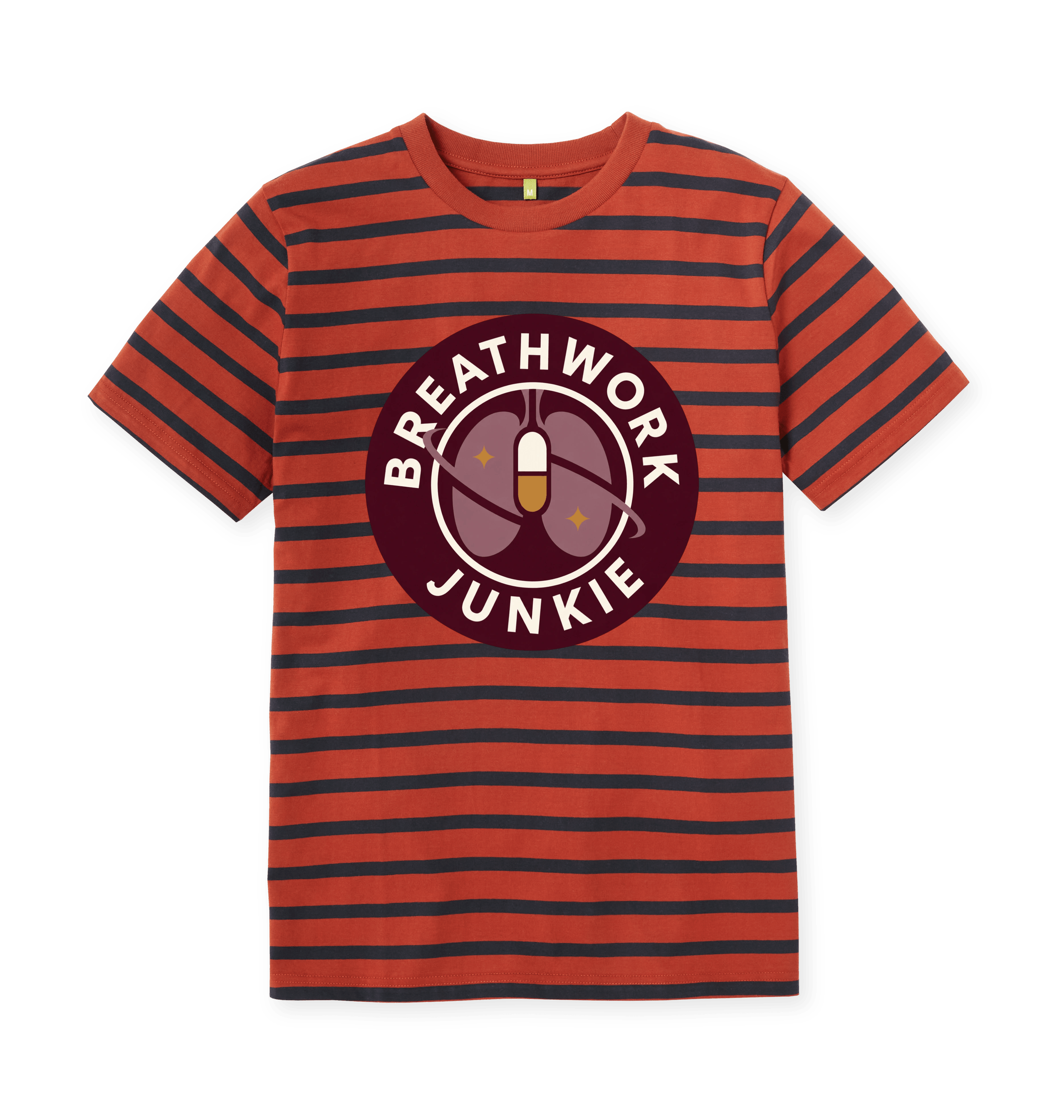 Rust & Navy Stripe Printed Premium T-Shirt Front